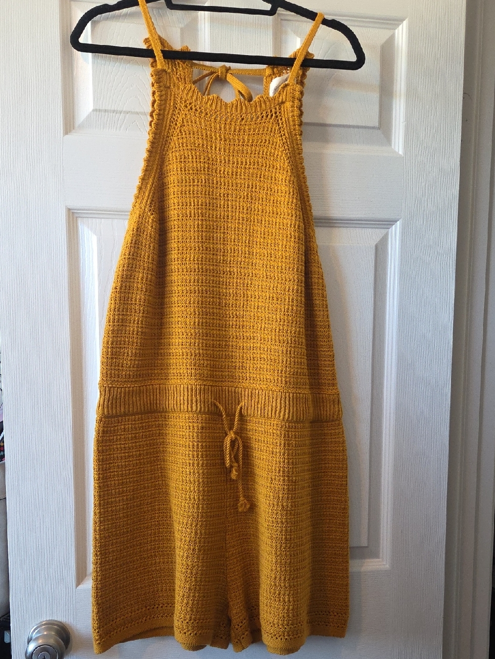Mustard Yellow Crochet Romper